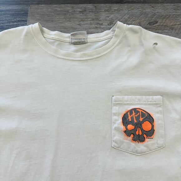 Harley Davidson Myrtle Beach SC White Mens XL Biker‎ HD Skull Graphic Pocket Tee - Picture 2 of 12